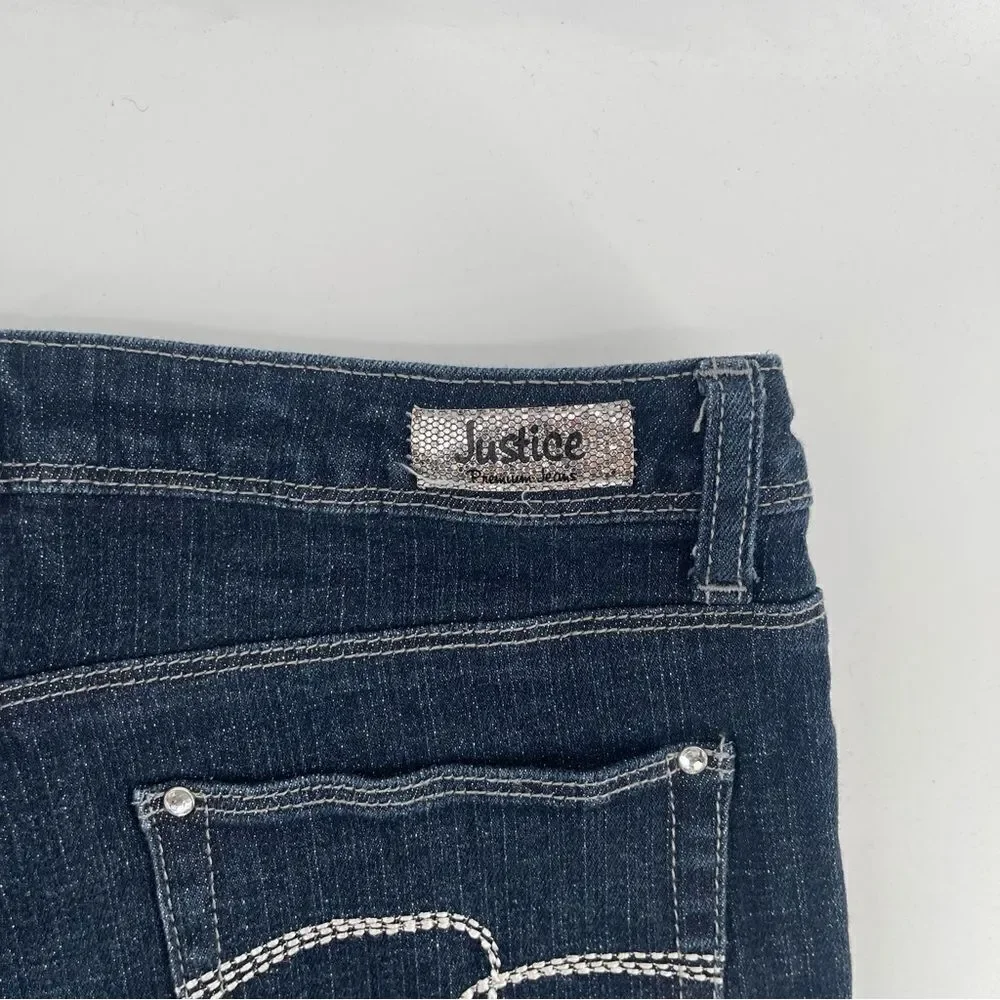 Justice Girl’s Full Sequin Front Frayed Hem Premium Denim Shorts Size 12.5